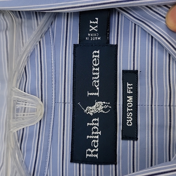 Ralph Lauren Blue Multicolored Pin Striped Dress Shirt XL - Picture 5 of 11